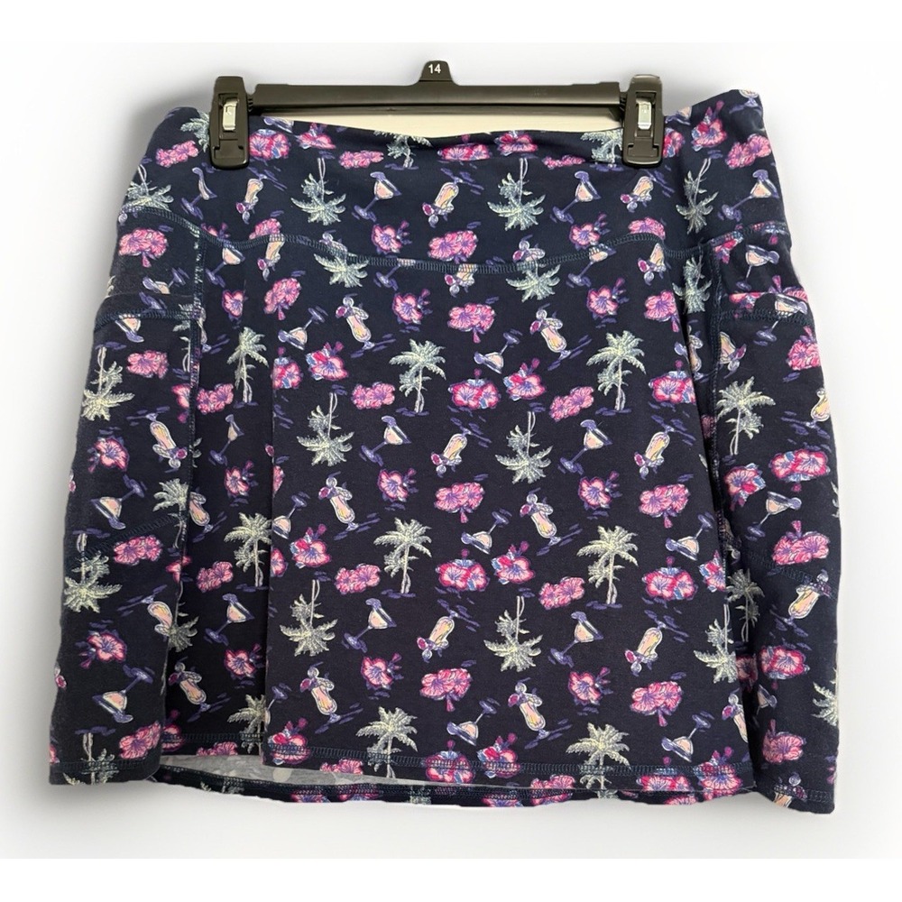 Intro Love The Fit Women's Petite Large Skort Navy Blue Tropical Floral Pockets